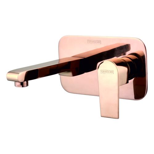 Single Lever Basin Mixer Wall Mounted  (Exposed Parts Kit Consisting of Operating Lever, Wall Flange & Spout) Rose Gold